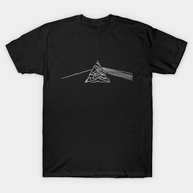 Black cotton t-shirt with white abstract mountain design, casual style, unisex, perfect for everyday wear.