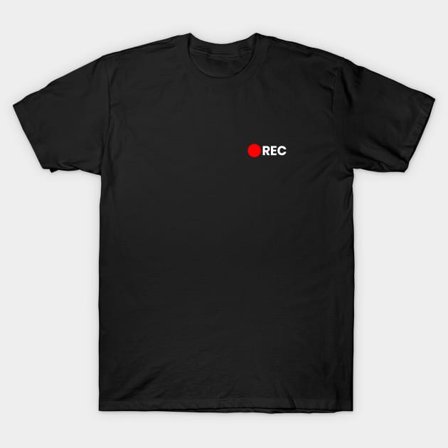 Black cotton t-shirt with red "REC" logo on front, casual style, ideal for everyday wear.