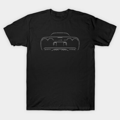 Black t-shirt with minimalist sports car outline, casual wear, cotton material. Ideal for car enthusiasts.