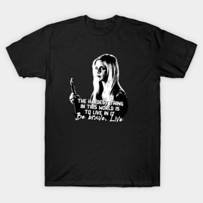 Black unisex t-shirt with motivational quote, featuring monochrome graphic print. Casual wear, comfortable cotton material.