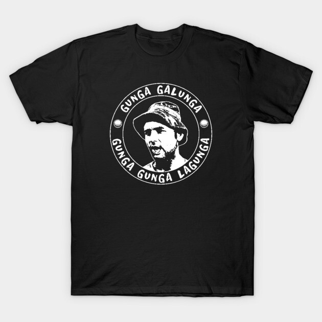 Black cotton t-shirt with "Gunga Galunga" graphic design, casual style, perfect for everyday wear.