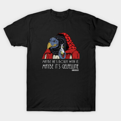 Black graphic T-shirt with colorful vulture illustration and humorous text, perfect for casual wear. Cotton material.