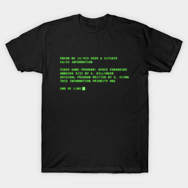 Black graphic T-shirt with green retro-style text design, ideal for casual wear and vintage video game enthusiasts.