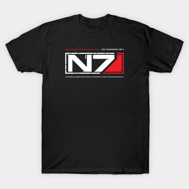 Black N7 graphic t-shirt, featuring bold white and red design, casual style, perfect for everyday wear.