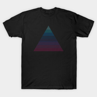 Black t-shirt with gradient triangle design, casual style, made from soft cotton, ideal for everyday wear.