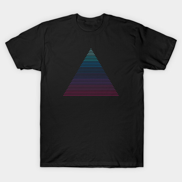 Black t-shirt with gradient triangle design, casual style, made from soft cotton, ideal for everyday wear.