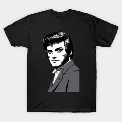 Black unisex t-shirt featuring monochrome graphic design, casual wear, soft cotton material, perfect for everyday style.