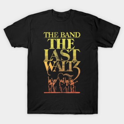 Black t-shirt with "The Last Waltz" graphic design, vintage style, perfect for music enthusiasts.
