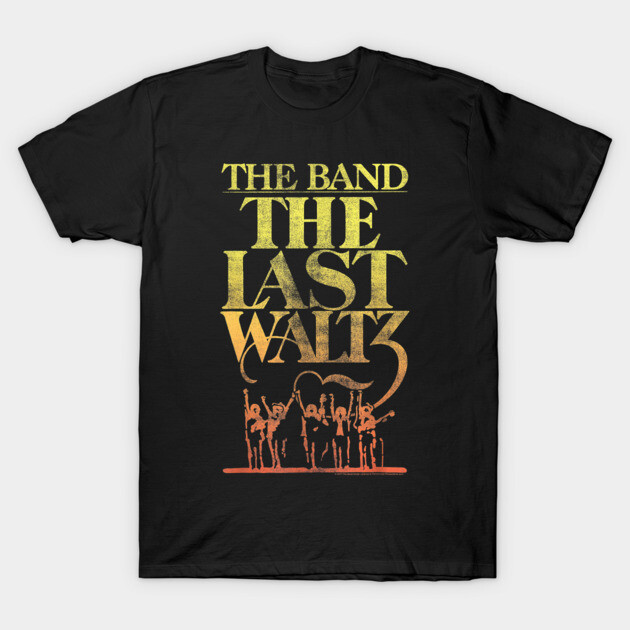 Black t-shirt with "The Last Waltz" graphic design, vintage style, perfect for music enthusiasts.