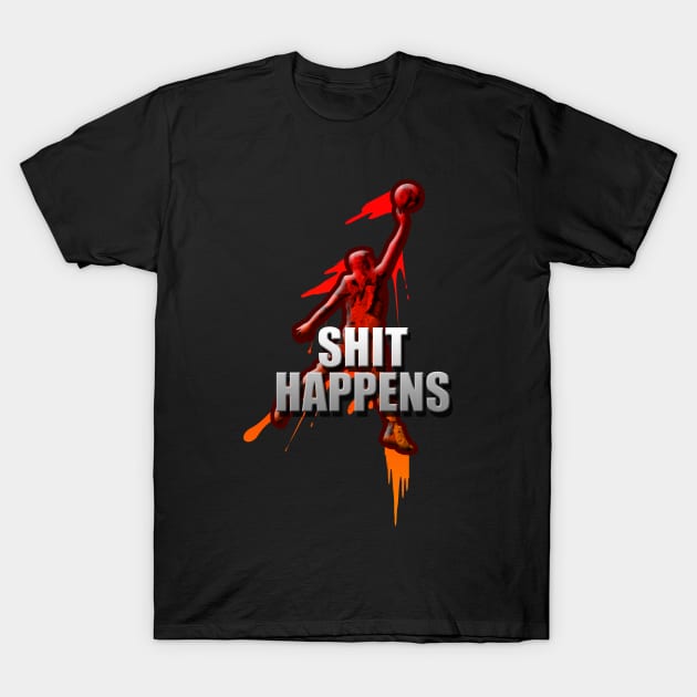 Black T-shirt with bold graphic text and silhouette design, casual style, perfect for everyday wear.