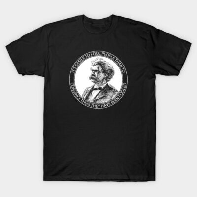 Black T-shirt with vintage graphic and quote, casual style, soft cotton material, perfect for everyday wear.