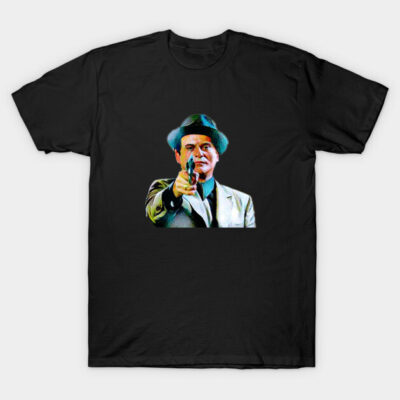 Black graphic t-shirt featuring a classic art-inspired design, casual wear, soft cotton material.