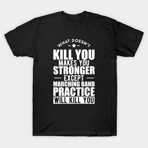 Black cotton t-shirt with white text print, "What Doesn't Kill You Makes You Stronger," ideal for casual wear.