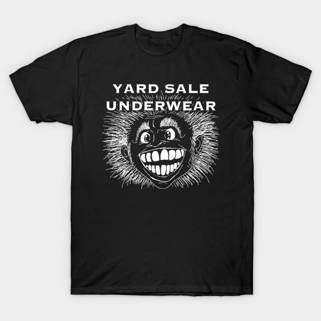 Black graphic t-shirt with bold white text and smiling face design, casual wear, 100% cotton, unisex.