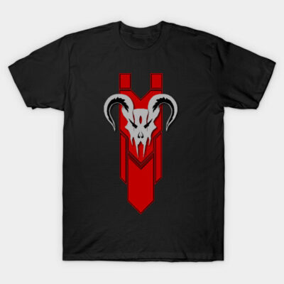 Black t-shirt with red and white skull design, casual style, 100% cotton, perfect for everyday wear.