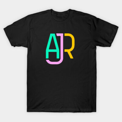 Black cotton t-shirt with colorful abstract letters design, casual style, unisex. Perfect for everyday wear.