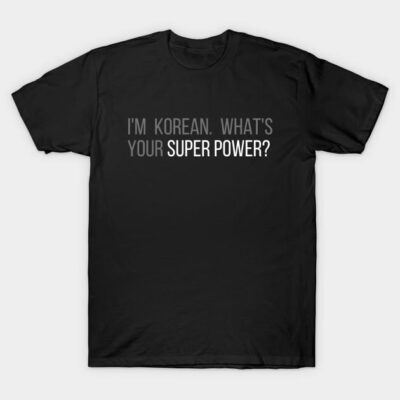 Black cotton T-shirt with bold white text print, casual style, comfortable for everyday wear.