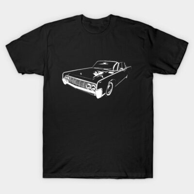 Black t-shirt featuring a vintage car graphic, casual style, cotton material. Perfect for car enthusiasts and daily wear.