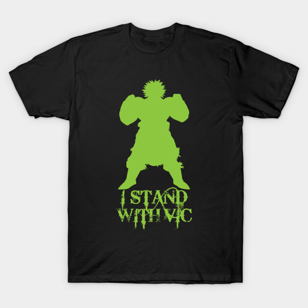 Black t-shirt with bold green silhouette graphic and text, casual style, suitable for everyday wear.