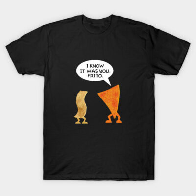 Black humorous graphic t-shirt with snack-themed design, casual wear, cotton blend, unisex style.