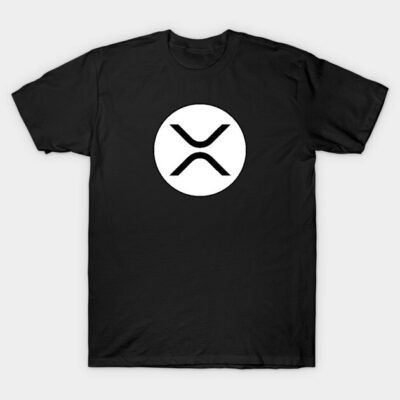 Black t-shirt featuring a white circular logo design, casual style for everyday wear, made from soft cotton material.