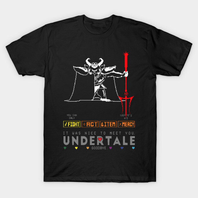 Black graphic tee featuring video game-inspired design with text and colorful elements, perfect for casual wear.