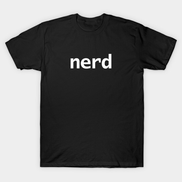 Black cotton t-shirt with "nerd" text in white, casual style, ideal for everyday wear and gifting.