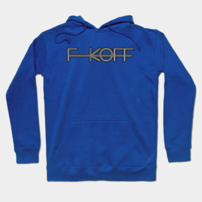 Blue cotton hoodie with bold graphic text, featuring a front pocket and drawstring hood, casual wear.