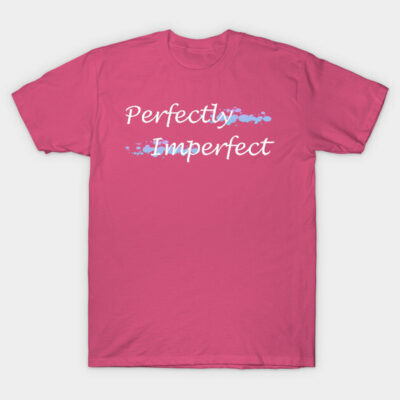 Pink cotton T-shirt with "Perfectly Imperfect" text, casual style, ideal for everyday wear.