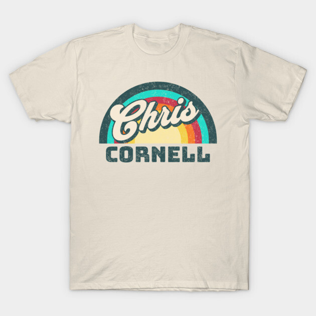 Retro cream t-shirt with colorful vintage-style graphic print, ideal for casual wear. Soft cotton material.
