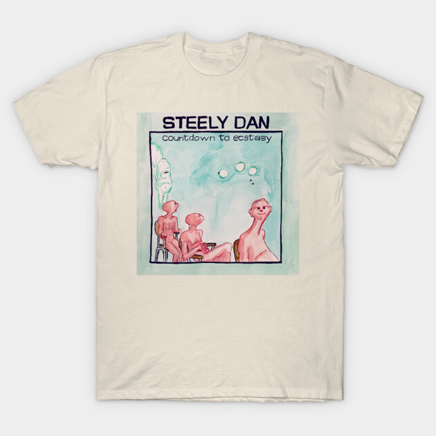 Beige t-shirt featuring abstract art and text design, ideal for casual wear. Cotton material, medium size.