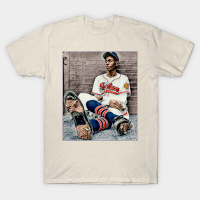 Vintage-style white t-shirt with baseball player print, casual wear, soft cotton fabric, unisex design.