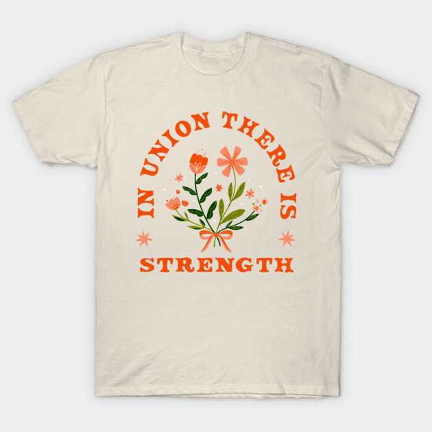 Cream T-shirt with orange floral print and motivational text, casual style, cotton material for everyday wear.