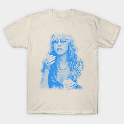 Unisex cream t-shirt with blue vintage graphic print, casual style, soft cotton material, ideal for everyday wear.