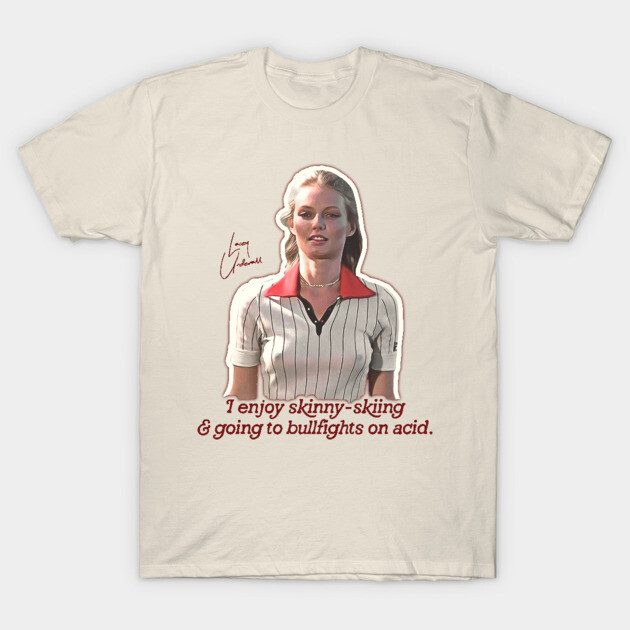 Vintage-style graphic tee, cream color, featuring retro illustration and humorous text, casual cotton t-shirt.