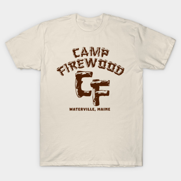 Cream t-shirt with "Camp Firewood" print, casual style, 100% cotton, suitable for daily wear, unisex.