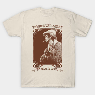 Cream t-shirt featuring vintage graphic design, short sleeves, casual style, perfect for music lovers and everyday wear.