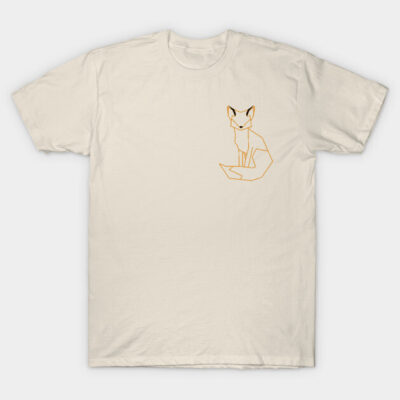Beige t-shirt with minimalist geometric fox design, casual style, ideal for everyday wear, 100% cotton.