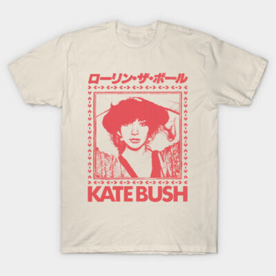 Cream graphic t-shirt with bold red print design, casual unisex style, soft cotton material, perfect for everyday wear.