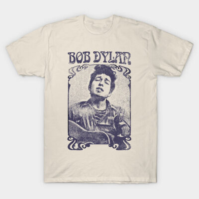 Vintage-style cream graphic t-shirt featuring a musician design, perfect for casual wear and music lovers.