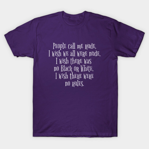 Purple t-shirt with white text design, casual style, made of cotton, ideal for everyday wear and self-expression.