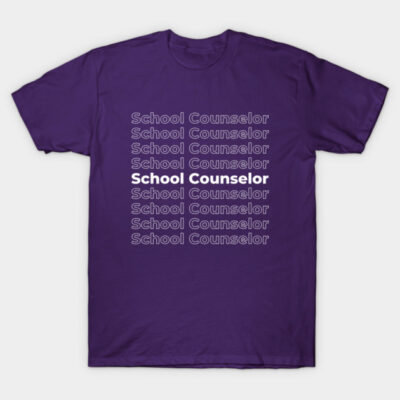 Purple "School Counselor" T-shirt, casual style, soft cotton fabric, ideal for educators or casual wear.