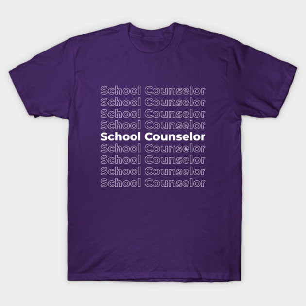 Purple "School Counselor" T-shirt, casual style, soft cotton fabric, ideal for educators or casual wear.