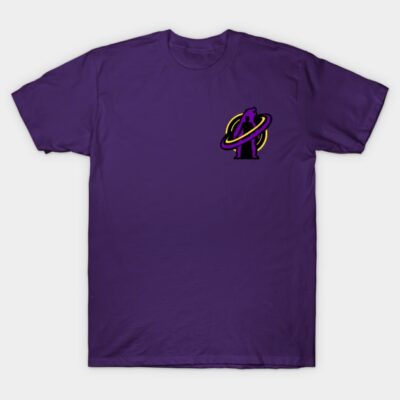 Purple graphic t-shirt with a bear and hoop design, cotton material, casual unisex style for everyday wear.