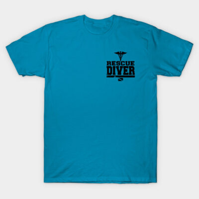 Blue "Rescue Diver" T-shirt, short-sleeve, cotton, perfect for diving enthusiasts and casual wear.