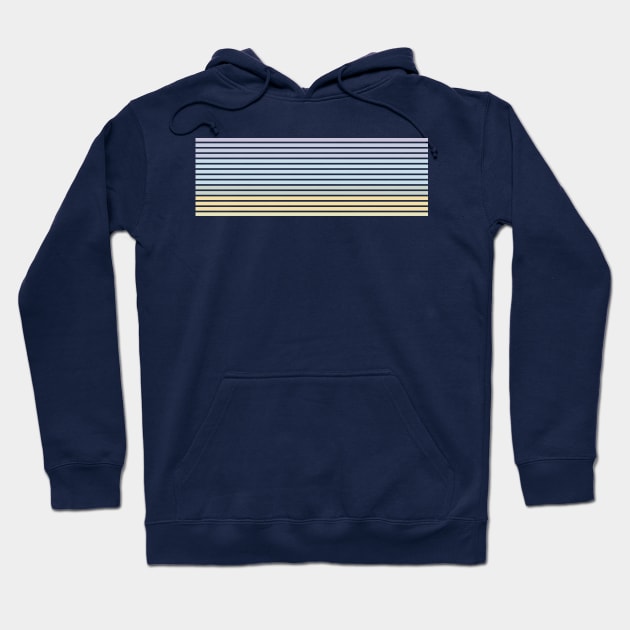 Navy blue hoodie with pastel striped design, casual style, soft cotton material, ideal for everyday wear.