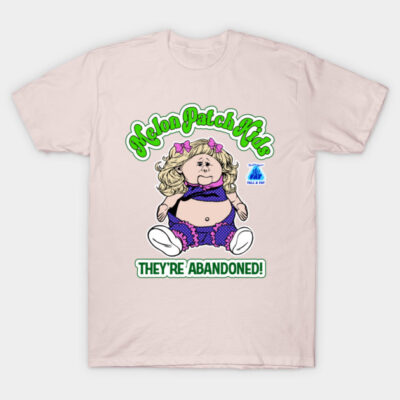 Pink graphic t-shirt with cartoon character and "Melon Patch Kids" text, casual and playful style for everyday wear.