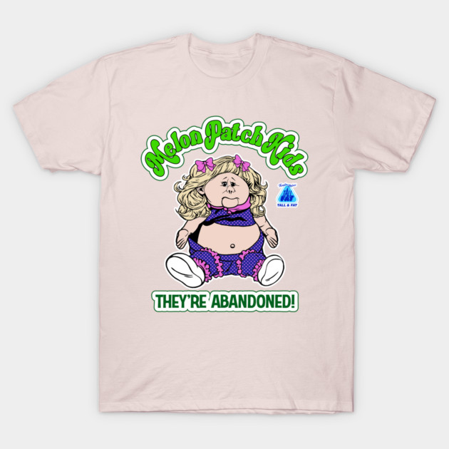 Pink graphic t-shirt with cartoon character and "Melon Patch Kids" text, casual and playful style for everyday wear.