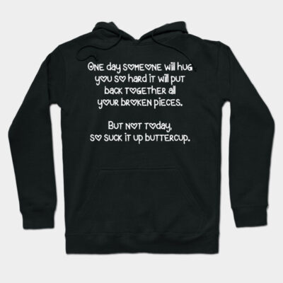 Black hoodie with motivational quote text, casual style, made of cotton, suitable for everyday wear.
