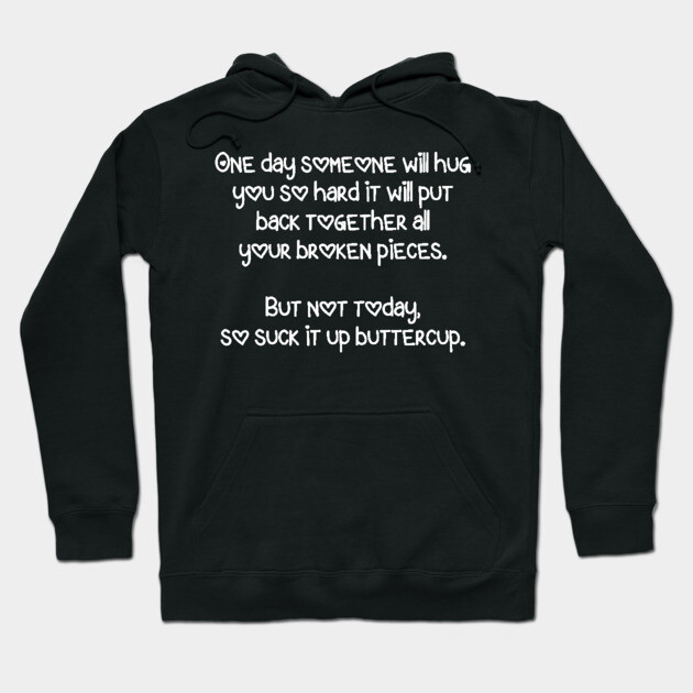 Black hoodie with motivational quote text, casual style, made of cotton, suitable for everyday wear.